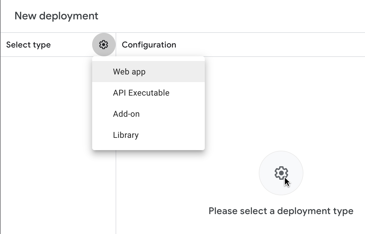 Apps Script deployment type